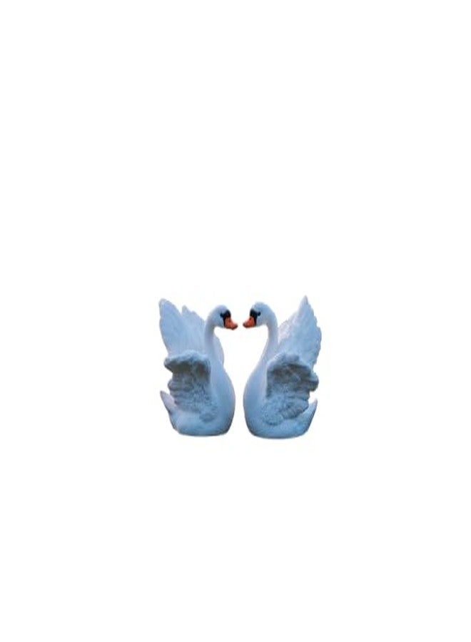 Royal Fountain White Swan Couple Resin Figurines, Antique Style Decorative Set, Indoor Home Decor - Image 3